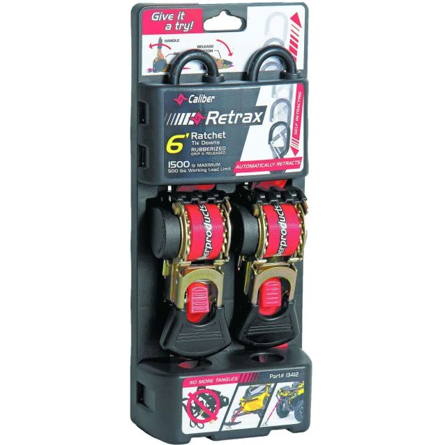 Caliber Retrax Auto Retractable Straps, 1"x6' 1 Caliber Retrax Auto Retractable Straps, 1"x6'